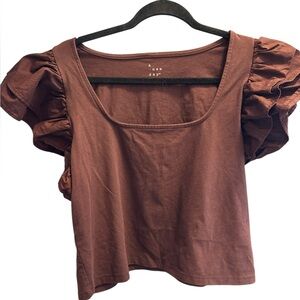 5 for $45 A New Day Ruffled Sleeve Crop Top